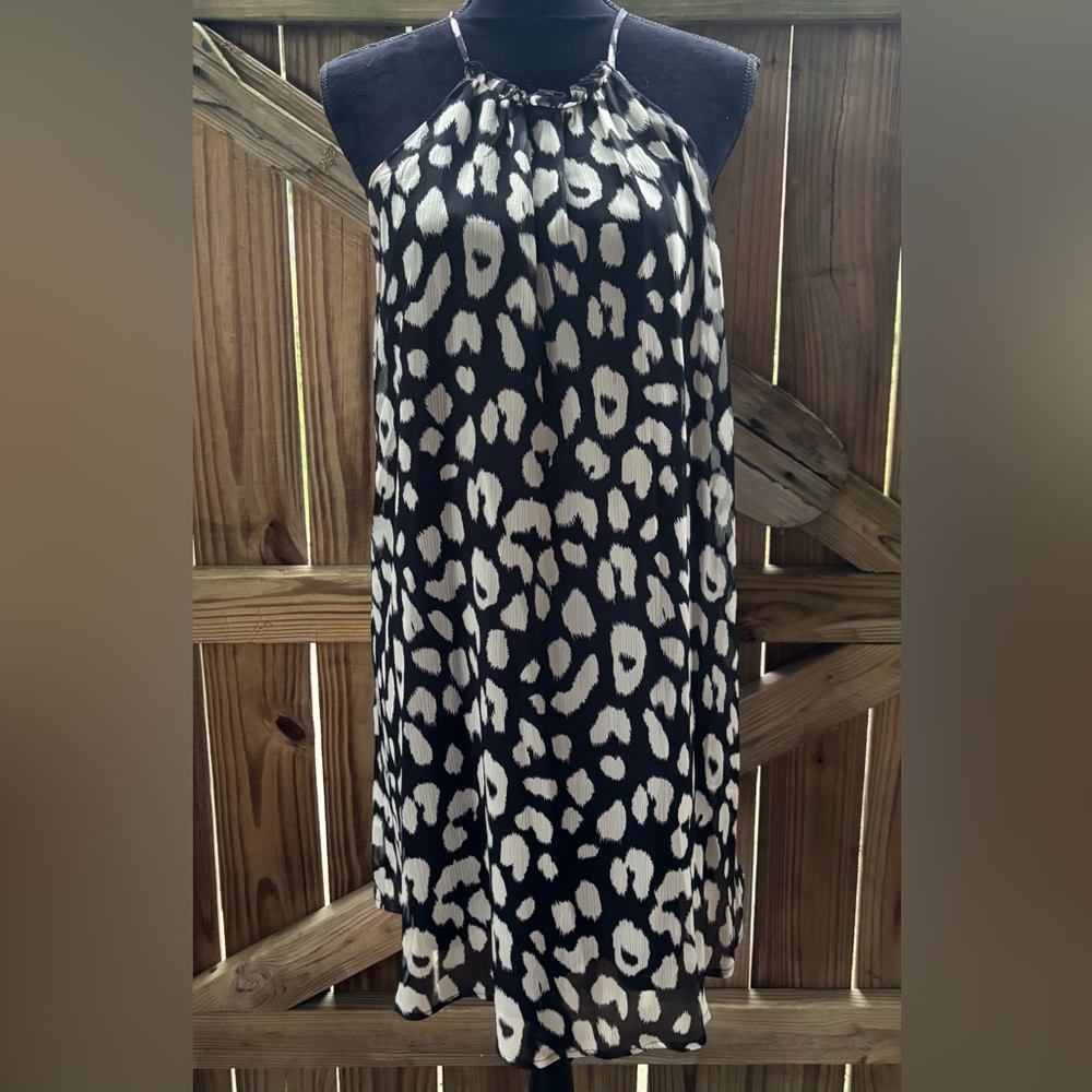 Pants Store Black & White Sleeveless Mini Trapeze Dress Size L